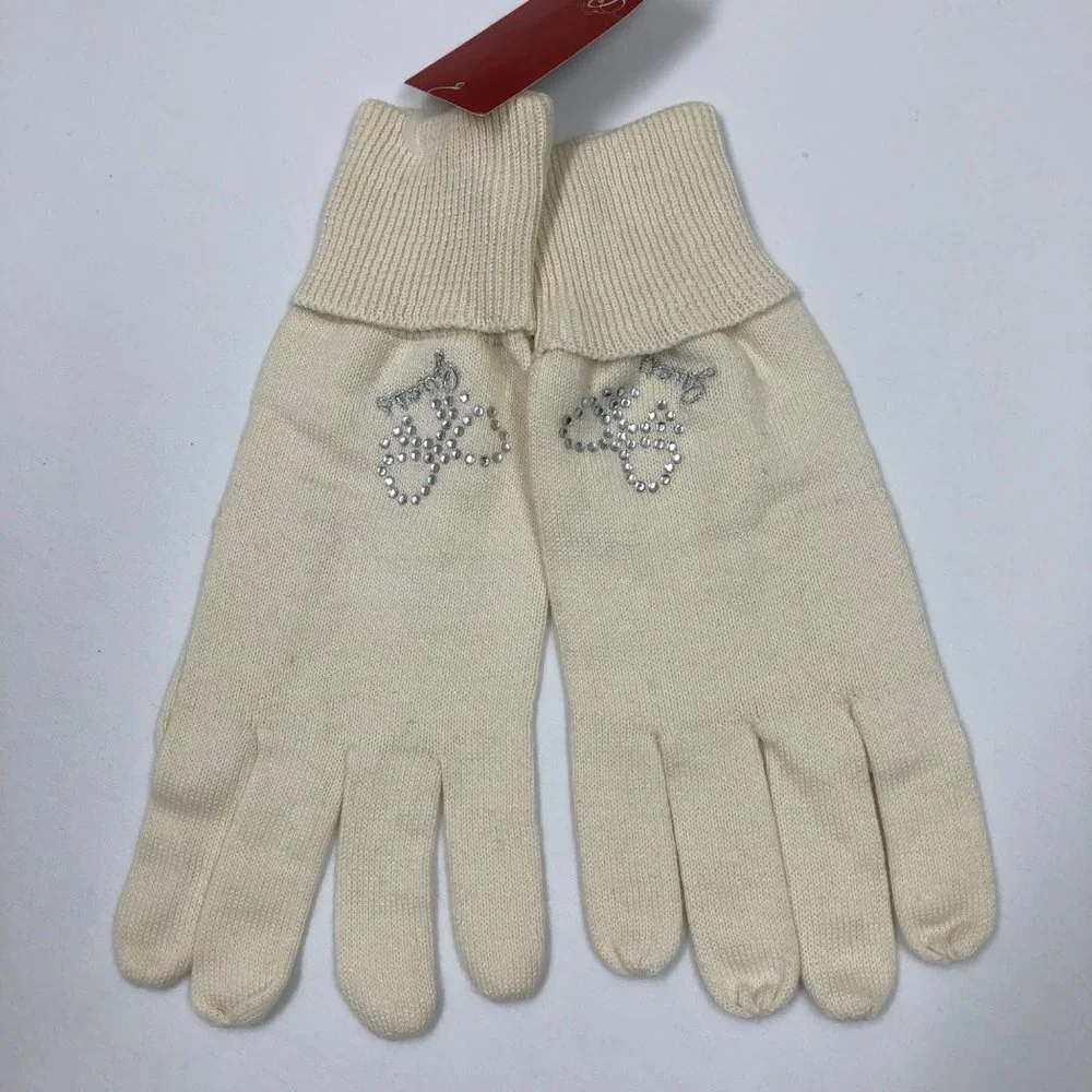 GUESS Ivory RHINESTONES LOGO GLOVE 1‎ SIZE NEW WITH TAG